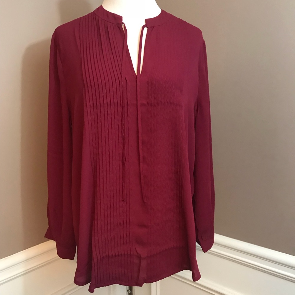 Lucky Brand M maroon long sleeve tunic blouse NWT